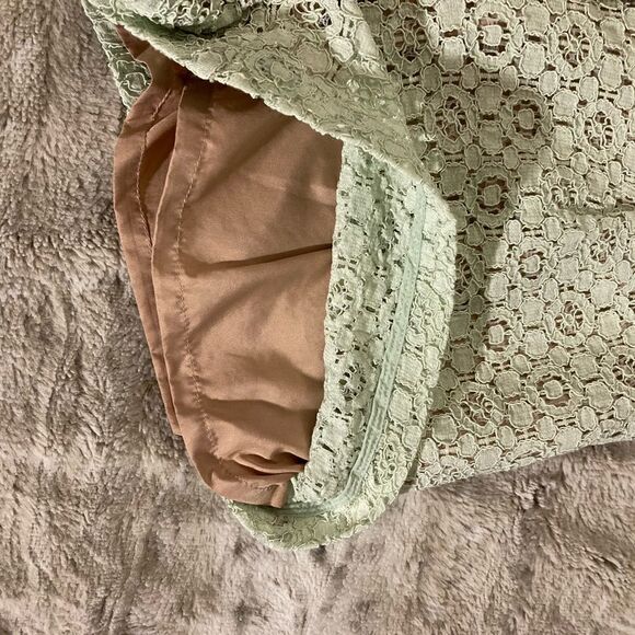 : : VICTORIA BECKHAM for Target Pale Mint Green Lace Shorts with Tan Lining : : - Picture 10 of 11